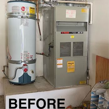Piggies Air Conditioning - Before: Old Trane system was an energy vampire and their old Rheem water heater was at the end of its life. - Heating & Air Conditioning/HVAC Near Me - San Marino, California Piggies Air Conditioning - Before: Old Trane system was an energy vampire and their old Rheem water heater was at the end of its life. - Heating & Air Conditioning/HVAC Near Me - San Marino, California