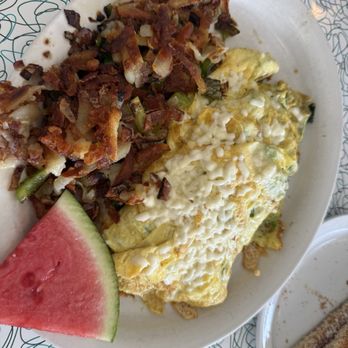 Dale's Diner - Cheese with bunch of veggies topped with feta cheese & southern hash - Diners Near Me - Long Beach, California