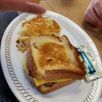Waffle House - Hubby ordered the Texas eggs bacon cheese melt (not really a melt, more of a breakfast sandwich) with normal hash browns - Diners Near Me - Kissimmee, Florida Waffle House - Hubby ordered the Texas eggs bacon cheese melt (not really a melt, more of a breakfast sandwich) with normal hash browns - Diners Near Me - Kissimmee, Florida