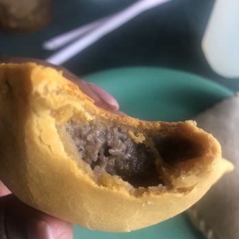 Reggae Hut - Thick beef patty. It's sooo good! - Caribbean Near Me - Houston, Texas