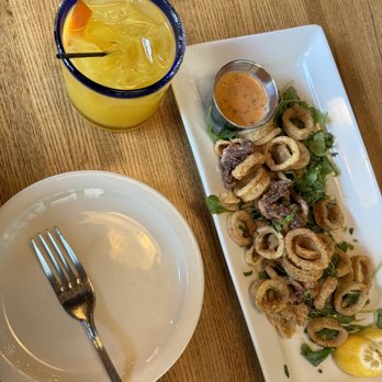 Salt & Lime Cabo Grill - Mango margaritas (left) Calamari appetizer (right) - Seafood Near Me - Raleigh, North Carolina Salt & Lime Cabo Grill - Mango margaritas (left) Calamari appetizer (right) - Seafood Near Me - Raleigh, North Carolina