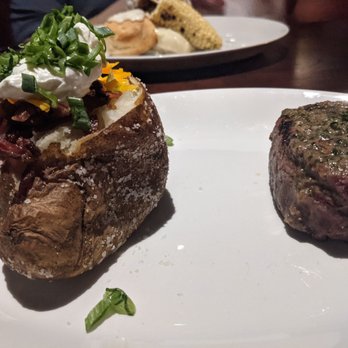 Nick's On 2nd - Center cut filet mignon with the loaded baked potatoe. $45 - New American Near Me - Long Beach, California Nick's On 2nd - Center cut filet mignon with the loaded baked potatoe. $45 - New American Near Me - Long Beach, California