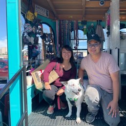Us with our pup after he's nice & clean