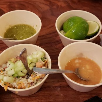 Mariscos La Costa - Complimentary salsas and ceviche. - Mexican Near Me - Chicago, Illinois