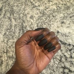 KPOP Nail Spa - Acrylic fill-in with black gel polish and matte top coat.