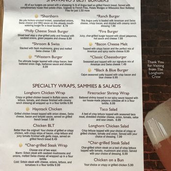 Longhorn Saloon - the menu for the longhorn saloon - Bars Near Me - Shawano, Wisconsin