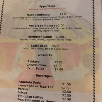 Gojo Ethiopian Restaurant - Menu (1/5). Appetizers, Dessert, Beverages - Ethiopian Near Me - Phoenix, Arizona Gojo Ethiopian Restaurant - Menu (1/5). Appetizers, Dessert, Beverages - Ethiopian Near Me - Phoenix, Arizona
