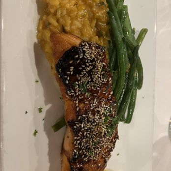 Lamplighter Restaurant - Salmon with honey soy glaze, pumpkin risotto and fresh petite green beans - Italian Near Me - Rochester, New York