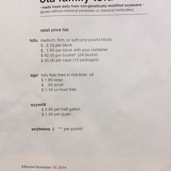 Ota Tofu - Prices as of 7/1/17 - Specialty Food Near Me - Portland, Oregon Ota Tofu - Prices as of 7/1/17 - Specialty Food Near Me - Portland, Oregon