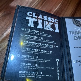 Tropic Thunder - Menú - Tiki Bars Near Me - Phoenix, Arizona