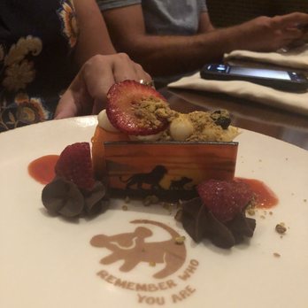 Tiffins Restaurant - Here is the lion king dessert it was honestly pretty good. - New American Near Me - Lake Buena Vista, Florida Tiffins Restaurant - Here is the lion king dessert it was honestly pretty good. - New American Near Me - Lake Buena Vista, Florida