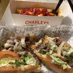 Regular PHILLY CHEESESTEAK cheese fries   and regular PEACH LEMONADE