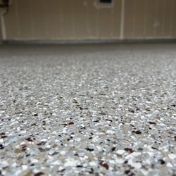 ONE in all painters - Epoxy/ vinyl flake/ polyaspartic generously coated.