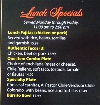 Menu photo 3 El Agave Taqueria Auburn, CA
