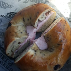 Blueberry bagel w/strawberry cream cheese