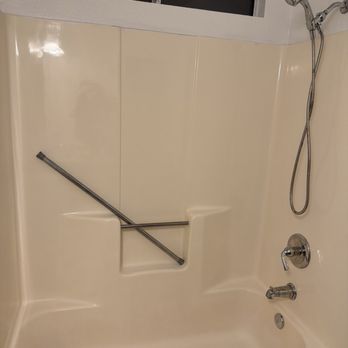 A’s Cleaning Services - Tub & Shower AFTER, was so caked with soap scum and about 7 years of filth from previous tenants you couldn't see the color. - Home Cleaning Near Me A’s Cleaning Services - Tub & Shower AFTER, was so caked with soap scum and about 7 years of filth from previous tenants you couldn't see the color. - Home Cleaning Near Me