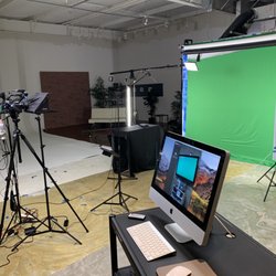 TRUE Studios - Green screen set up for video recording in studio with teleprompter.