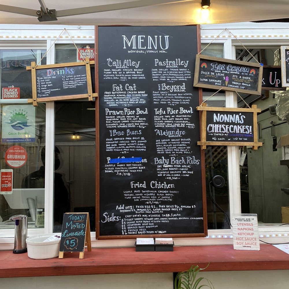 Cali Alley - Menu (barbacoa plate was out when I was there) - Comfort Food Near Me - Berkeley, California
