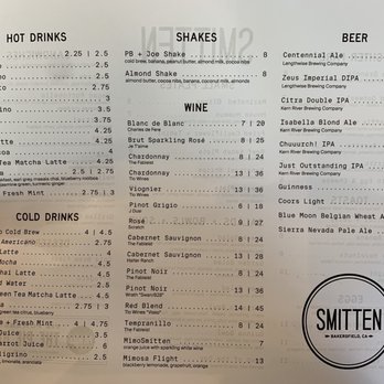 Cafe Smitten - Drink Menu. - Coffee & Tea Near Me - Bakersfield, California