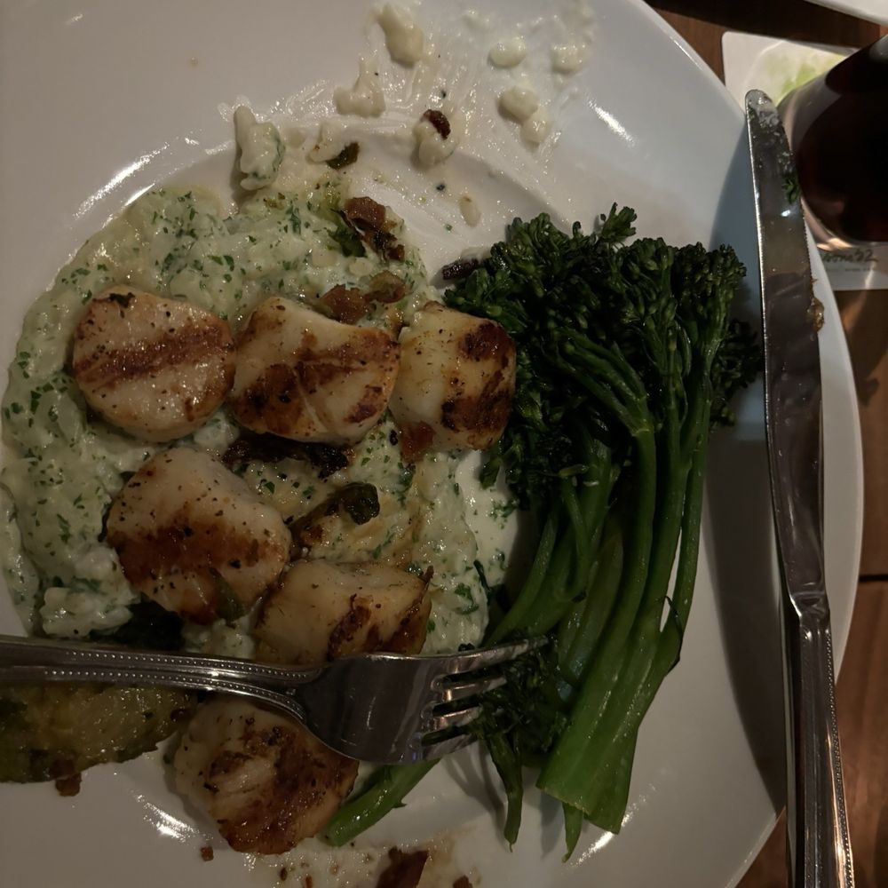 Seasons 52 - Scallops, risotto and broccolini - Wine Bars Near Me - Hanover, New Jersey Seasons 52 - Scallops, risotto and broccolini - Wine Bars Near Me - Hanover, New Jersey