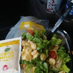 Wendy's - Chicken parmesan Caesar salad.. and a cold beer from the pilot next door
