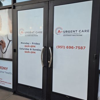 A Plus Urgent Care- Menifee Lakes - Hours as of 5.23.2024 - Urgent Care Near Me - Menifee, California