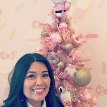 Hello Kitty Cafe - Christmas tree outside in the store front. - Cafes Near Me - Irvine, California