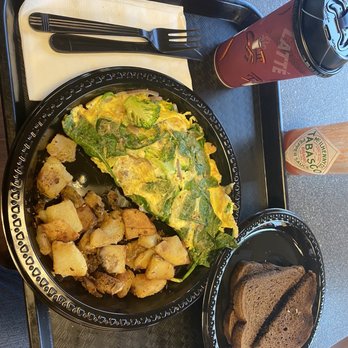 Corner Cafe Newton - Great veggie omelette, dark rye toast, hashbrowns and almond milk cappuccino. - Cafes Near Me - Newton, Massachusetts