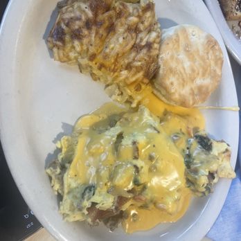The Toasted Yolk Cafe - Cowboy Scramble w/ hashbrown casserole - Breakfast & Brunch Near Me - Germantown, Tennessee