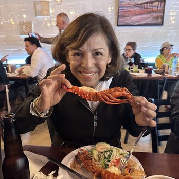 Las Brisas - Moms enjoying her lobster - Seafood Near Me - Puerto Nuevo, BCN