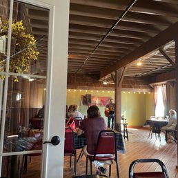 The outside pavilion with a one man acoustic band.