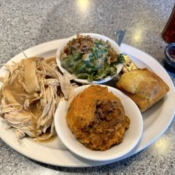 Fairview Dairy Bar - Turkey with dressing and gravy, sweet potato casserole, green bean casserole, corn bread, cranberry sauce, and sweet/unsweet tea mix