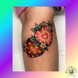 Black Dahlia Tattoo Artist - Colorful strawberries by Nino Burgos