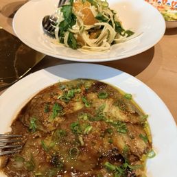 Eggplant carpaccio and no doubt salad