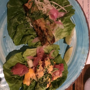 Green Lemon - A Mahi Mahi and Kung Fu'd Tuna Bibb lettuce wrapped taco...plenty of fillings! - Mexican Near Me - Tampa, Florida Green Lemon - A Mahi Mahi and Kung Fu'd Tuna Bibb lettuce wrapped taco...plenty of fillings! - Mexican Near Me - Tampa, Florida
