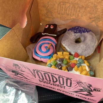Voodoo Doughnut - Voodoo Doll, purple doughnut (?), captain crunch - Donuts Near Me - Houston, Texas Voodoo Doughnut - Voodoo Doll, purple doughnut (?), captain crunch - Donuts Near Me - Houston, Texas