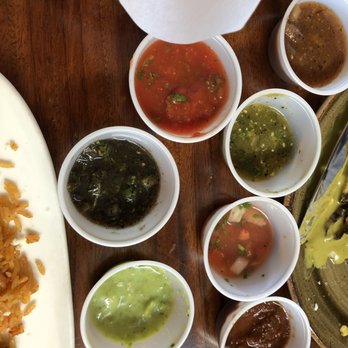 Los Agaves - All the different salsas in their self service salsa station - Tacos Near Me - Santa Barbara, California Los Agaves - All the different salsas in their self service salsa station - Tacos Near Me - Santa Barbara, California