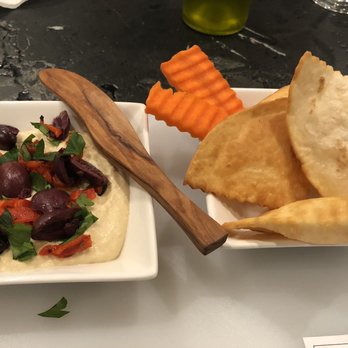 The Prickly Pear Cooking Classes - Hummus with fire roasted peppers, kalamata olives and cilantro - Cooking Schools Near Me