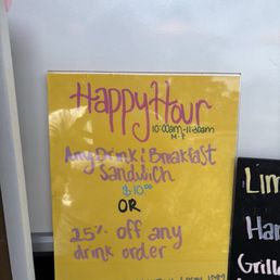 Happy Hr Menu , great deal to come 10am to 11:30am Happy Hr Menu , great deal to come 10am to 11:30am