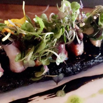 Llamber - Squid-ception: Squid stuffed with squid over squid ink crunchy rice - Spanish Near Me - Barcelona, B