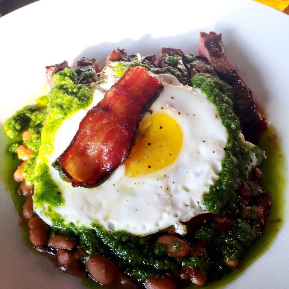 Deadhorse Hill - Grilled skirt steak with refried beans, salsa verde, bacon & egg - New American Near Me - Worcester, Massachusetts Deadhorse Hill - Grilled skirt steak with refried beans, salsa verde, bacon & egg - New American Near Me - Worcester, Massachusetts