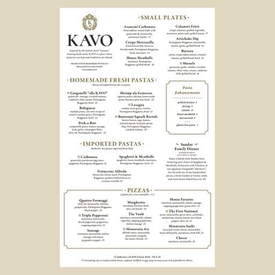 Menu photo 2 KAVO Italian Eatery Saint Peter, MN Menu photo 2 KAVO Italian Eatery Saint Peter, MN