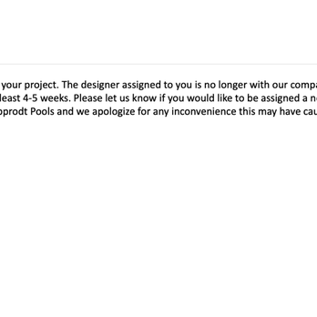 Klapprodt Pools - Form letter informing us that they don't want our business. - Pool Cleaners Near Me - Keller, Texas