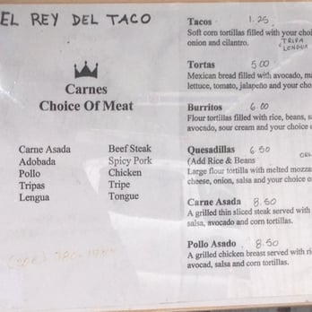 El Rey Del Taco - a menu for the restaurant - Food Trucks Near Me - Seattle, Washington El Rey Del Taco - a menu for the restaurant - Food Trucks Near Me - Seattle, Washington