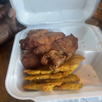 San Eatery - Chuletas and tostones. Both leftovers. - Latin American Near Me - Katy, Texas