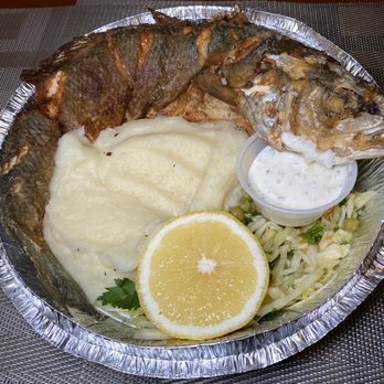 Stolovaya - Delicious Pan fried Branzino with mashed potato - Russian Near Me - Brooklyn, New York Stolovaya - Delicious Pan fried Branzino with mashed potato - Russian Near Me - Brooklyn, New York