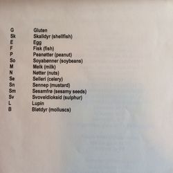 Ullensvang Gjesteheim - Health/allergy notes.