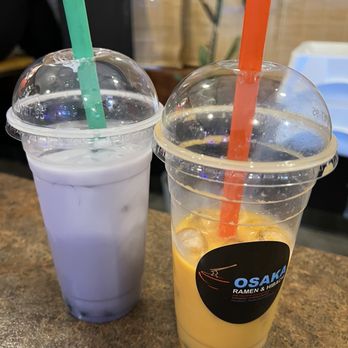 Osaka Ramen & Hibachi - Taro Boba Tea (left) Thai Boba Tea (right) - Ramen Near Me - Pewaukee, Wisconsin