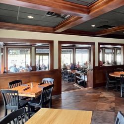 Clark's Seafood and Chop House - Indoor dining area. Sit in the lower level overlooking the marina.