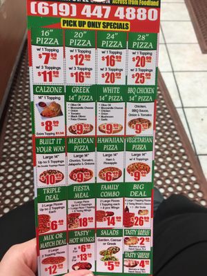 Menu photo 1 Tasty Pizza El Cajon, CA Menu photo 1 Tasty Pizza El Cajon, CA